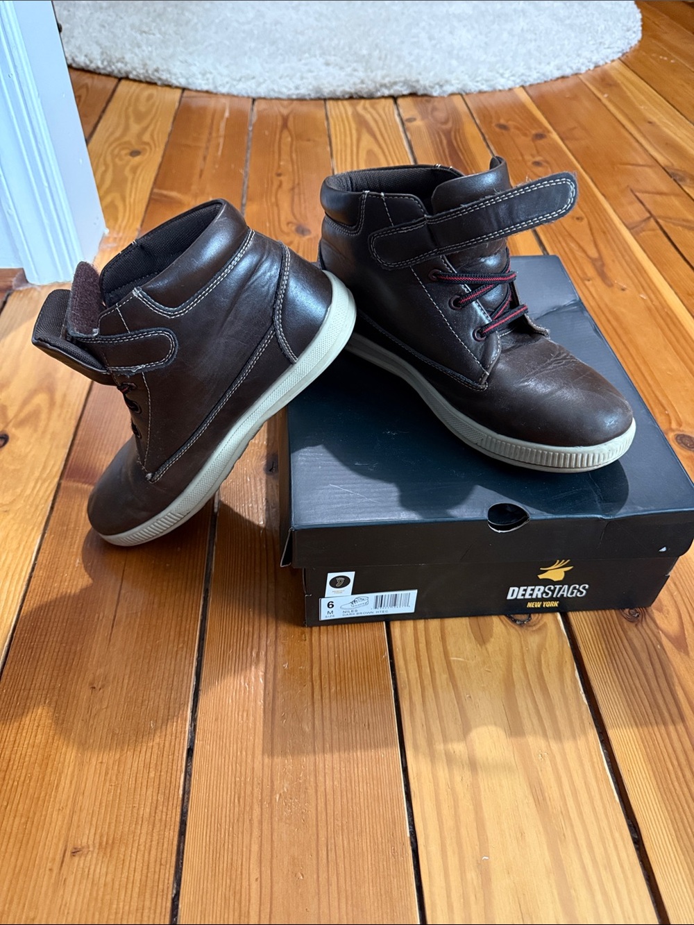 Deer Stags Kids Brown Boots with Cream Sole